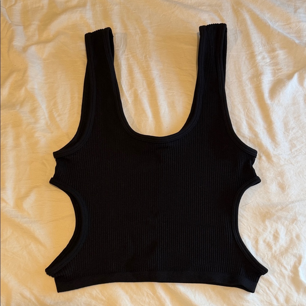 Zara Black Ribbed Crop Top